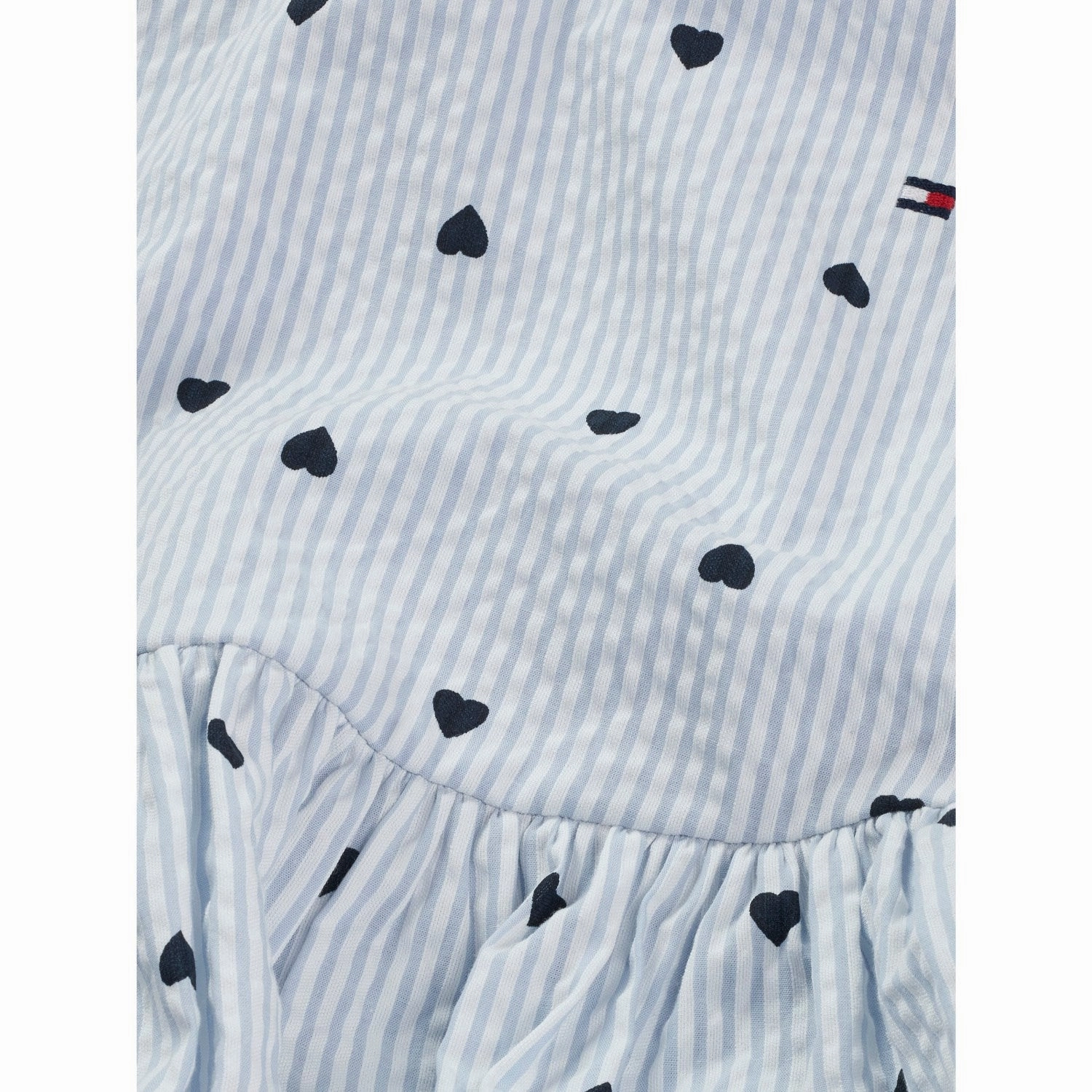 Tommy Hilfiger Breezy Blue Stripes Aop Seersucker Dress Edge Detail Brunch Fit