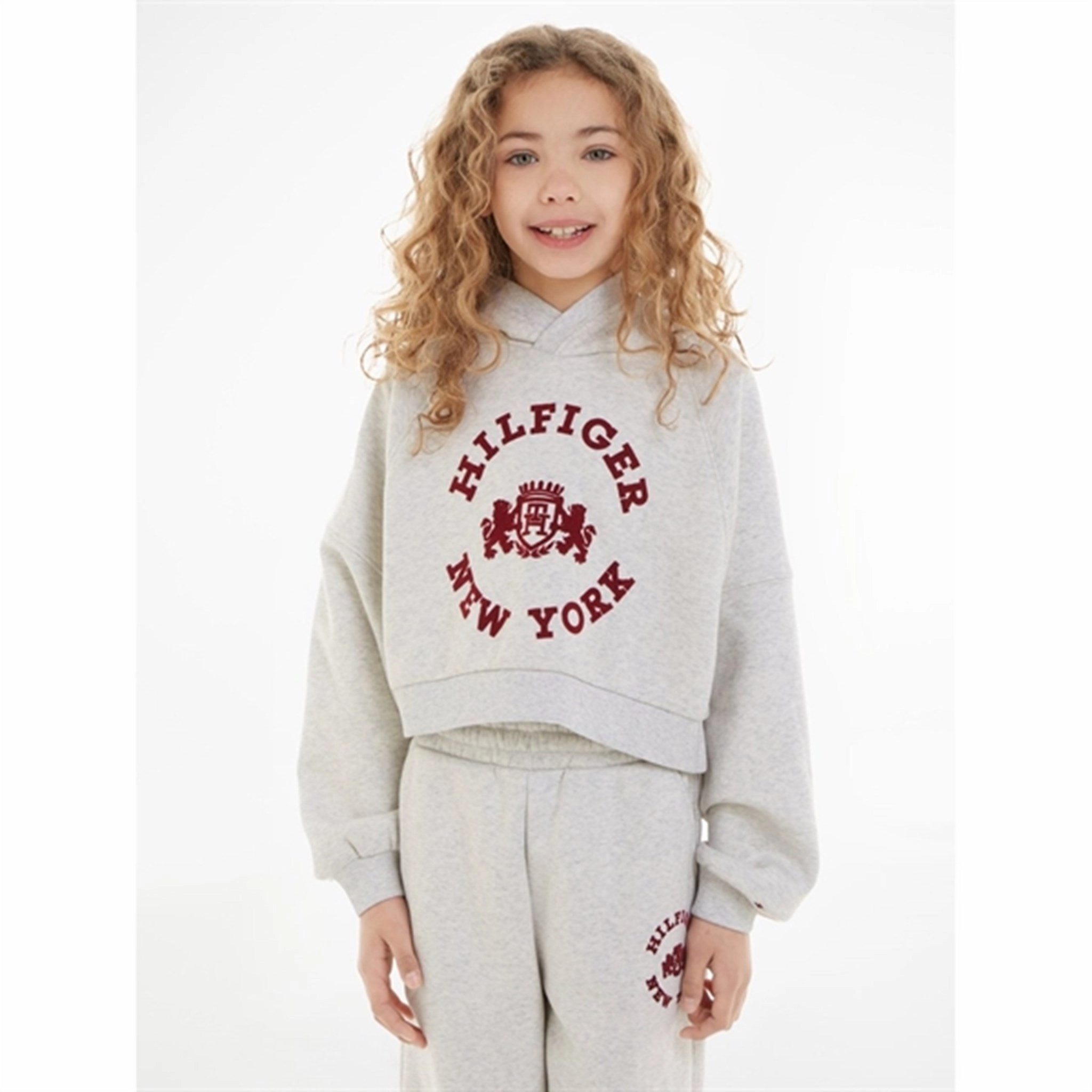 Tommy Hilfiger Crest Hoodie New Light Grey Heather Layered Look