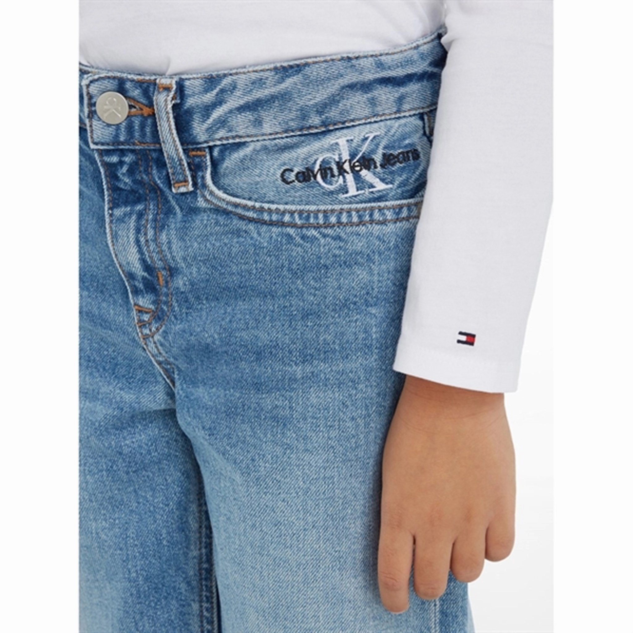 Calvin Klein HR Wide Leg Workwear Denim Jeans Authentic Light Blue Lightwear Option