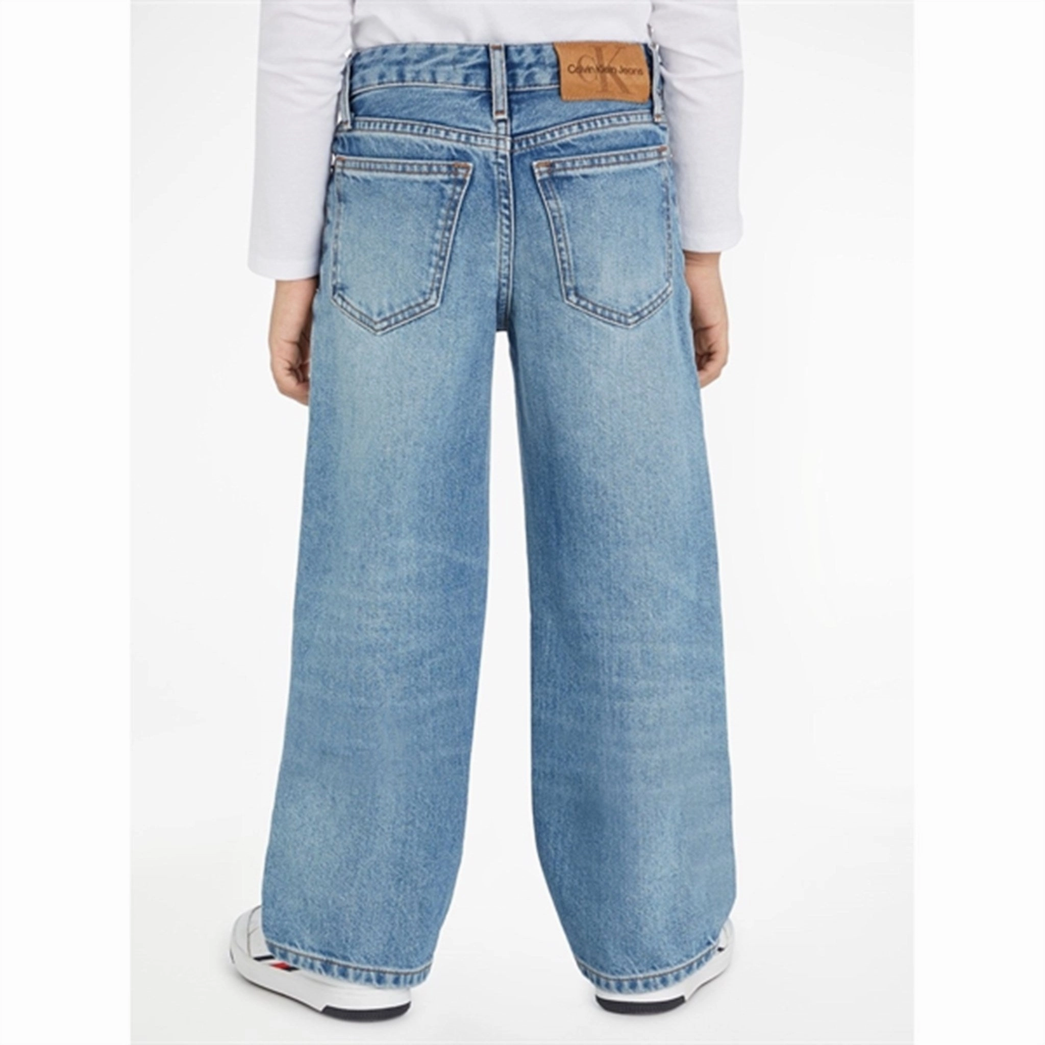 Motion Ease Bootcut style Calvin Klein HR Wide Leg Workwear Denim Jeans Authentic Light Blue