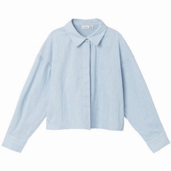 Name it Chambray Blue Falinnen Shirt Subtle pattern Contrast Stitch