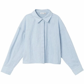 Name it Chambray Blue Falinnen Shirt Subtle pattern Contrast Stitch