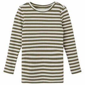 Name it Deep Lichen Green Suraja Slim Blouse Stripe Noos Unisex Design