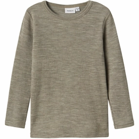 On-The-Go Style Winter Fashion Name It Dried Sage Nmnwax Wool Rib Ls Top Noos
