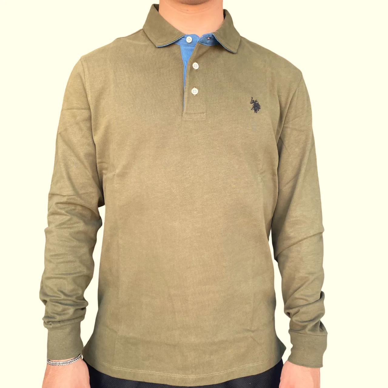 U.S. Polo Assn polo manica lunga da uomo Lyle-Man US40177009 346 verde oliva Stylish Detail Eco Friendly Dye