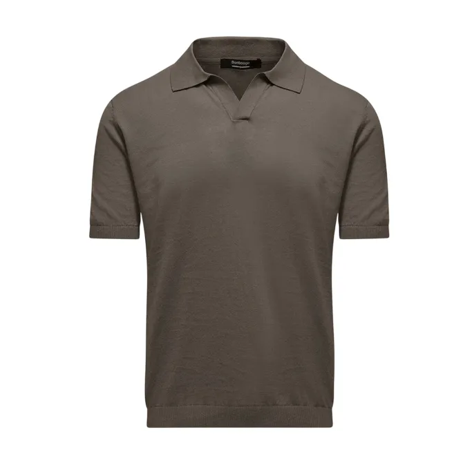 Bomboogie maglia polo da uomo con colletto lino e cotone MM9030TKLC5 596 nocciola Comfortable Stretch