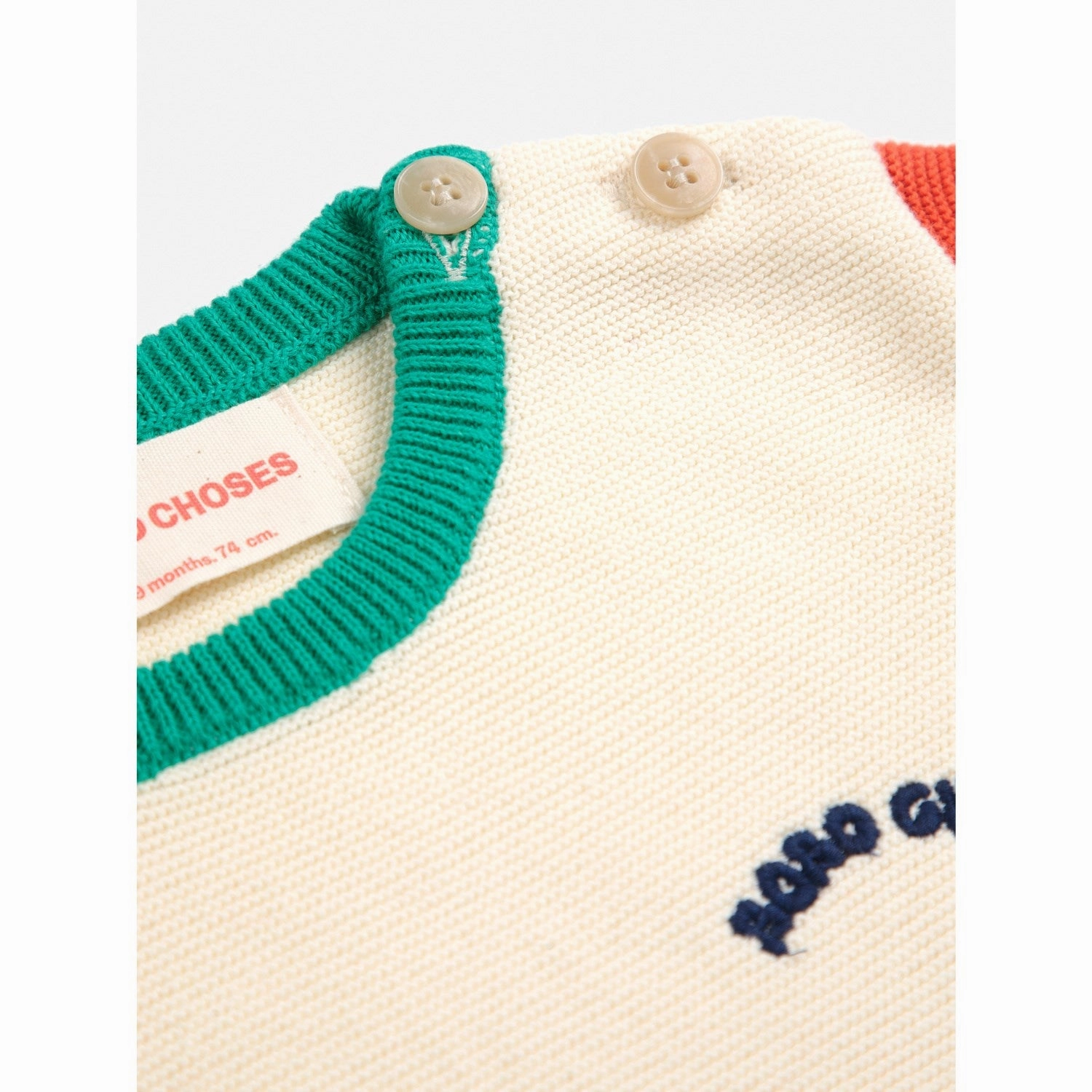Anti Bacterial Treatment Bobo Choses Offwhite Color Block Knitted T-Shirt