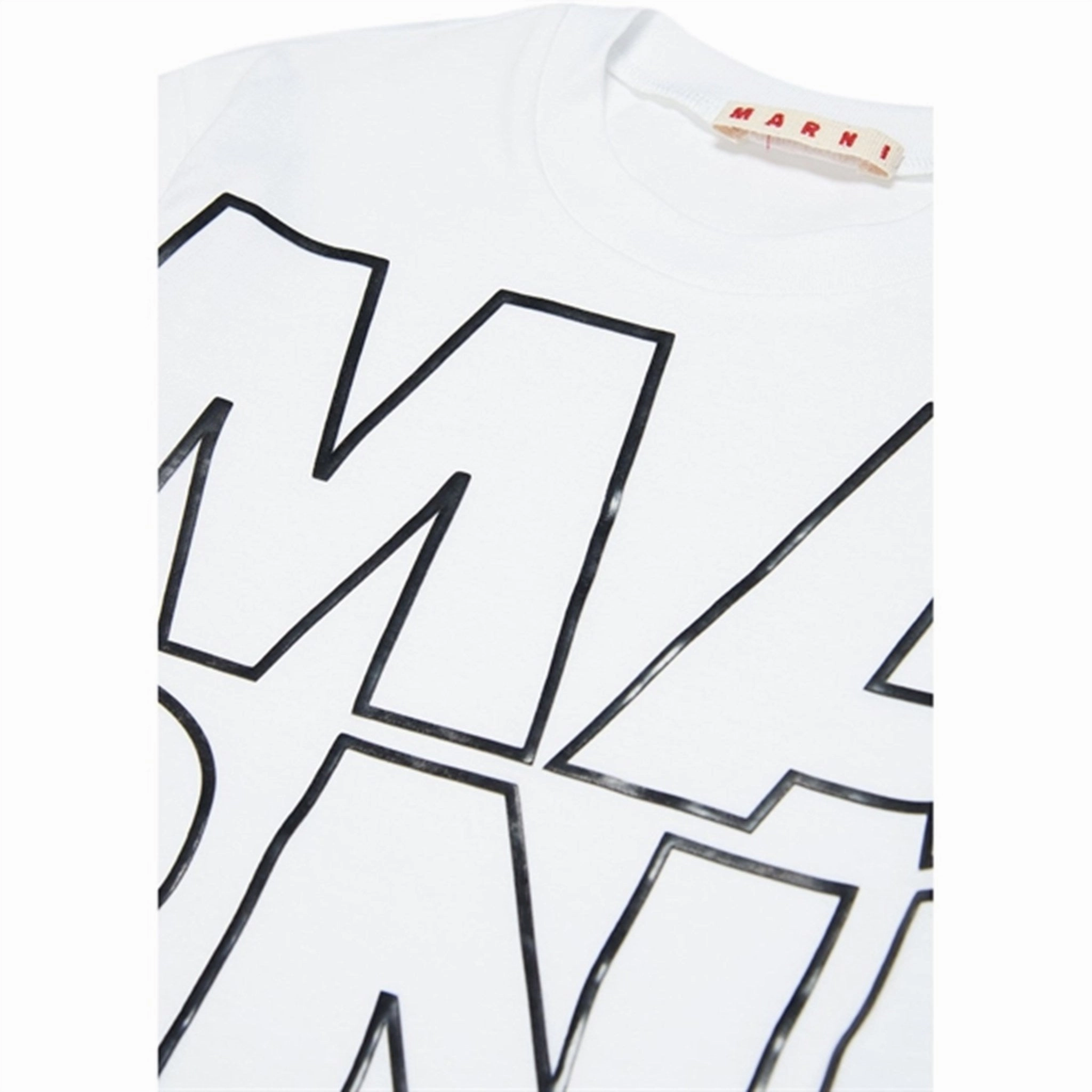 Boat Neck Marni White Logo T-shirt