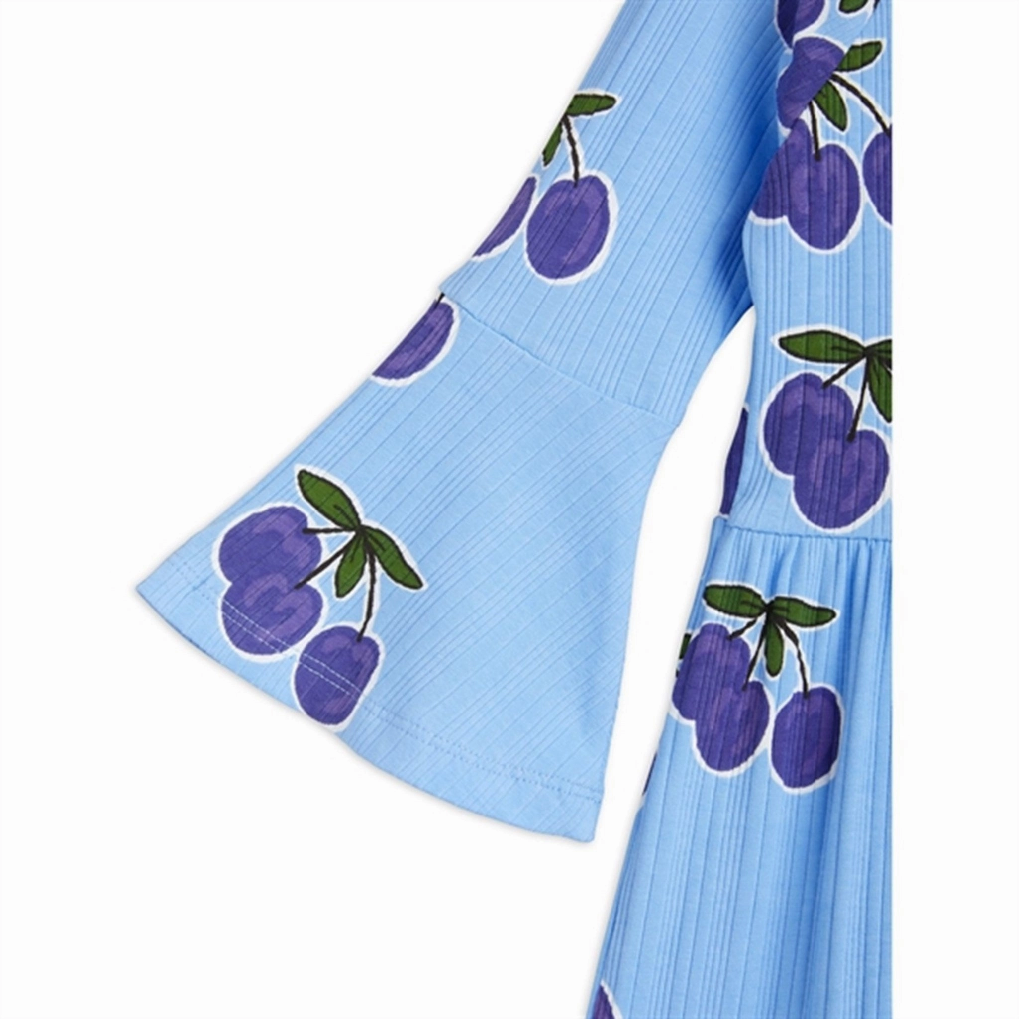 Mini Rodini Plum Aop Trumpet Sleeve Dress Blue Cozy Fit