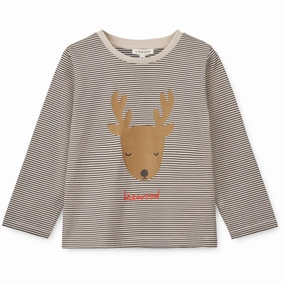 LieWood Holiday Reindeer / Stripe Navy Apia Placement Tee L/S Military Inspired Relaxed Silhouette