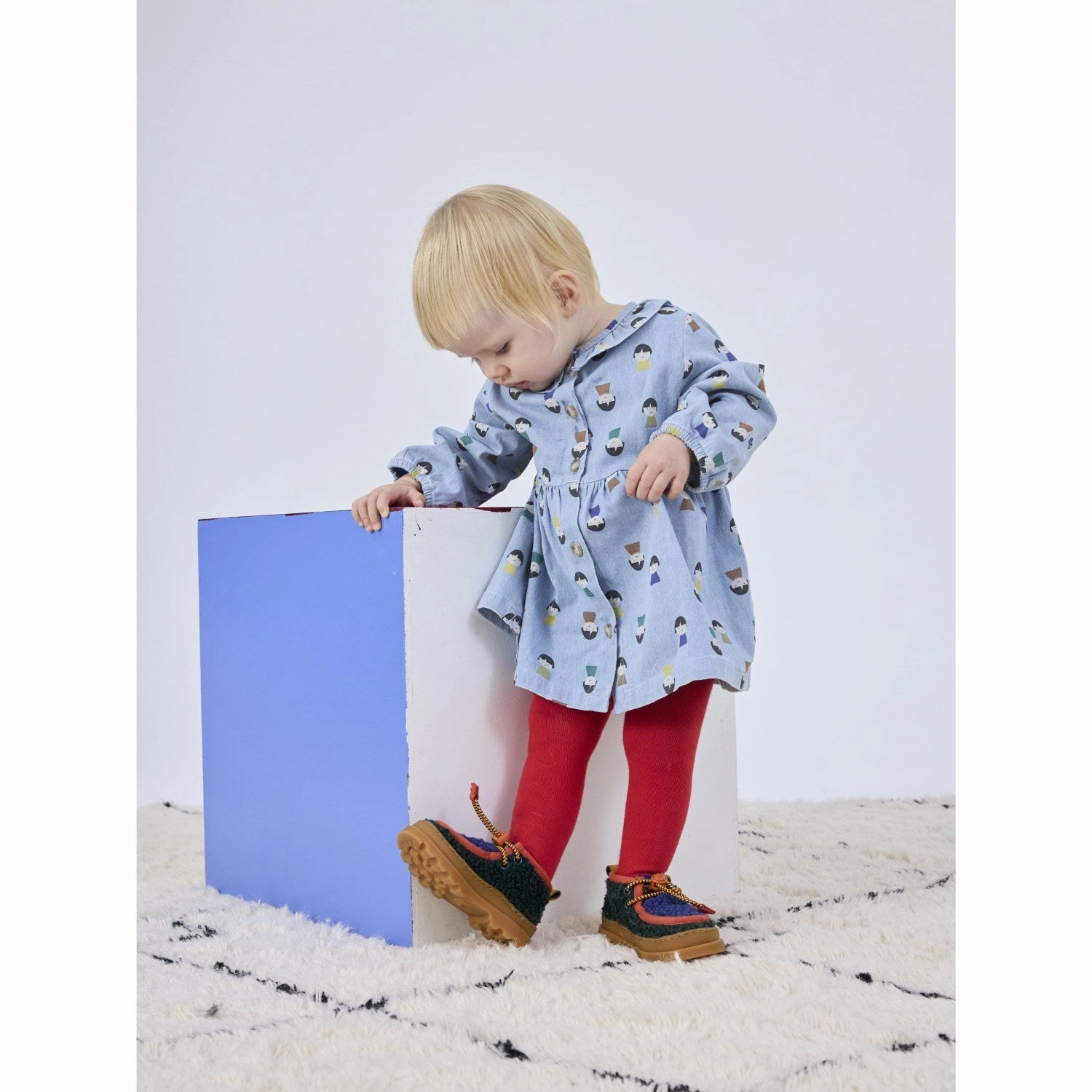 Classic structured dress Kind Light Bobo Choses Light Blue Game Pawns All Over Light Denim Dress