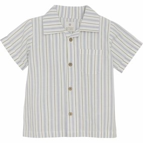 Huttelihut Woven Stripe Silver Sage Shirt Polo Style tall size