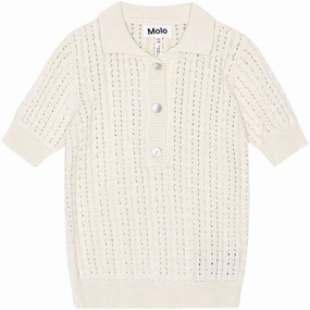 Molo Sea Shell Gretel Polo Lightweight Knit Polo Collar