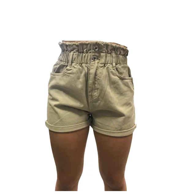 Summer Wardrobe On The Go Smithy's Bermuda da donna in Denim con cinto alto elastico WBD641 beige