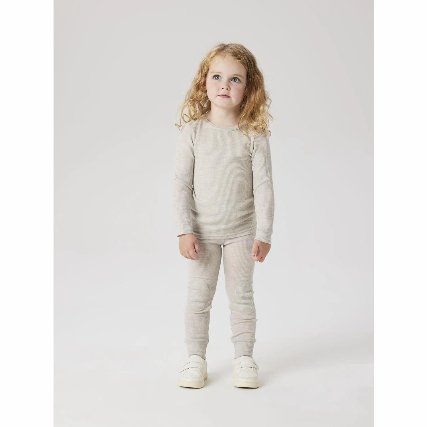 Name It Nacreous Cloud Nmnwax Wool Rib Ls Top Noos Double Stitched Seams Adjustable Hem