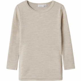 Name It Nacreous Cloud Nmnwax Wool Rib Ls Top Noos Bamboo Fiber Blend