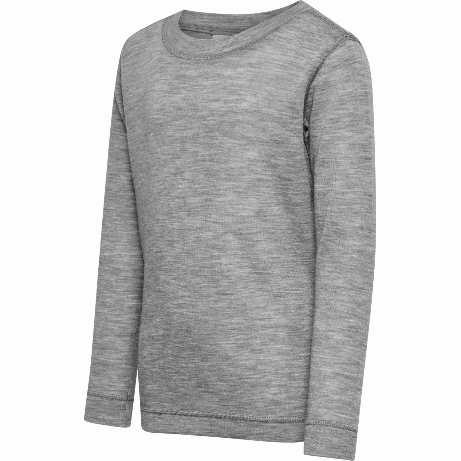 Hummel Grey Melange Jr Wool Rib T-Shirt L/S Layered Sleeve Cuffs