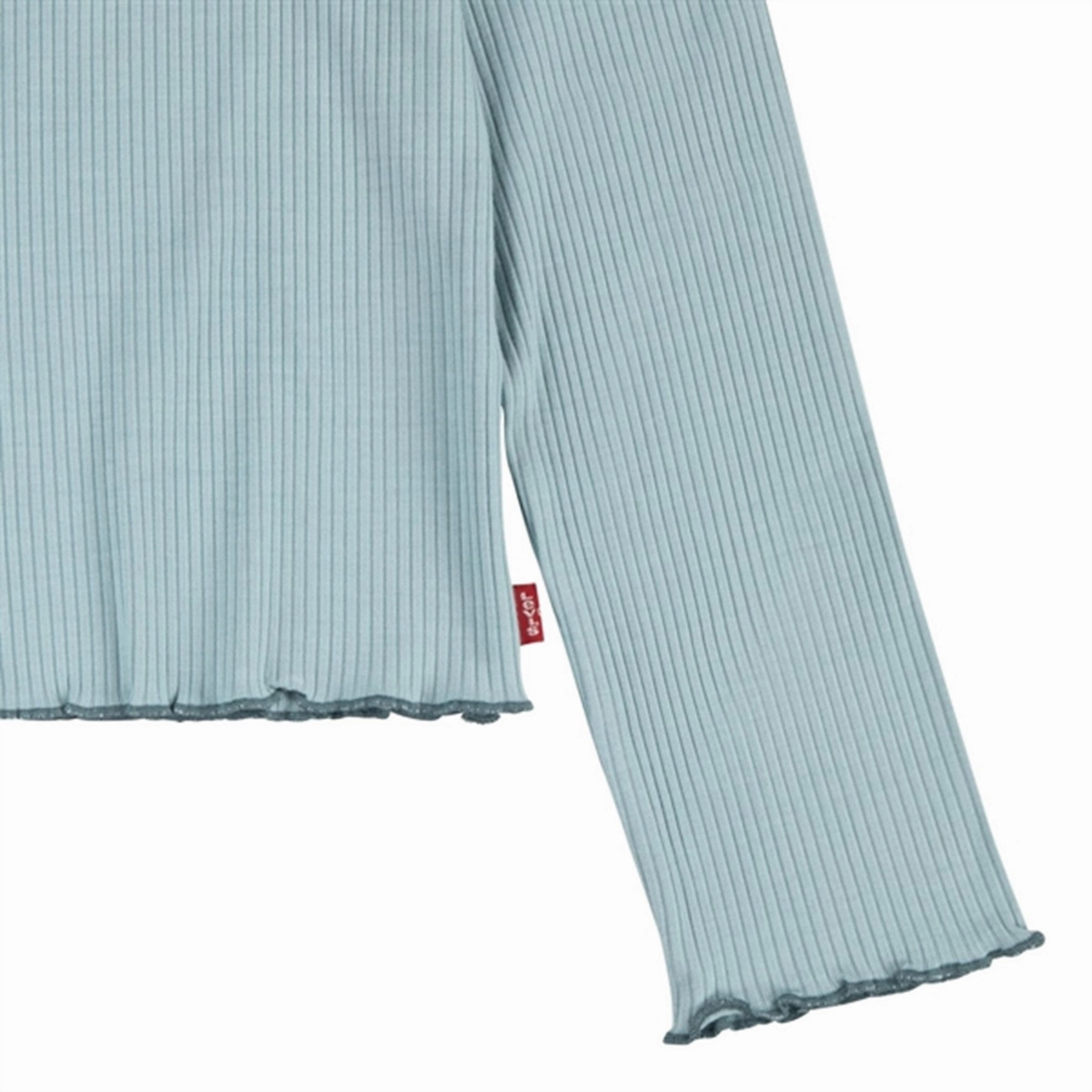Levi's Scoop Neck Ribbed Blouse Aqua Sea Blue Comfort-First