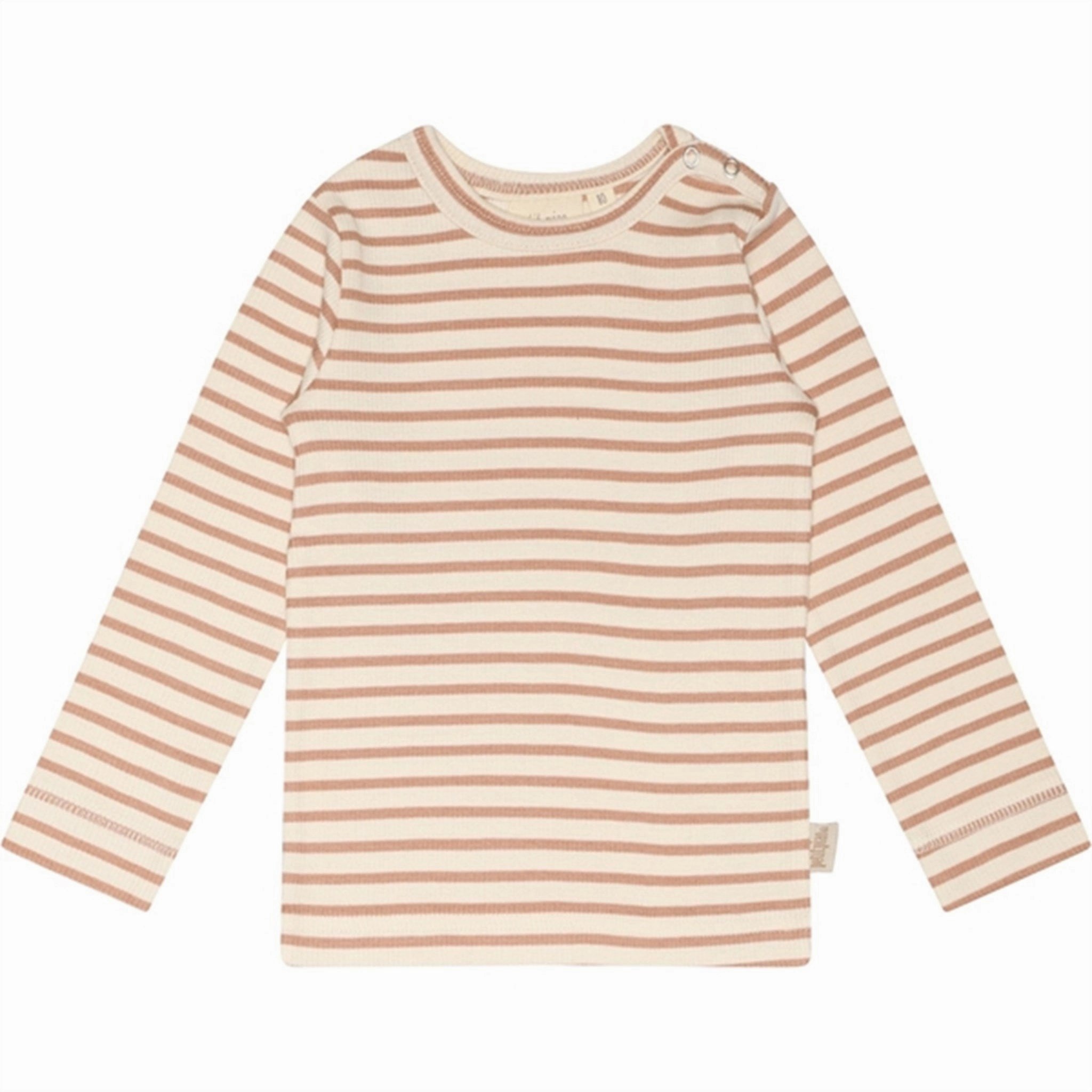 Petit Piao? Caf?? Rose/Off White Blouse Modal Striped Microfiber Material