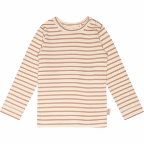 Eye-Catching Pattern Petit Piao? Caf?? Rose/Off White Blouse Modal Striped
