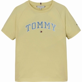 Stylish Day Wear Curved Hem Tommy Hilfiger Lemon Zest Varsiy Foil Reg Tee Ss