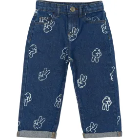 THE NEW Siblings Medium Blue Denim AOP Prosper Wide Jeans Universal Basic Home Comfort Party Look Modern Minimalist