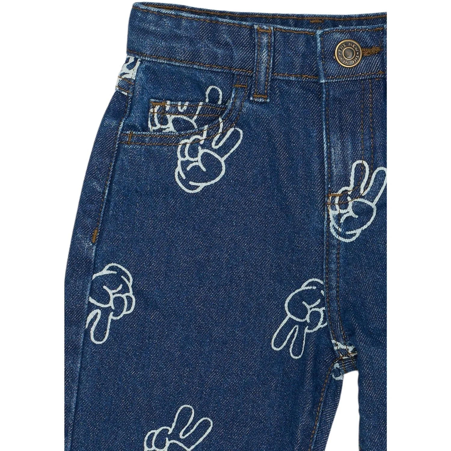 Simple Choice All Around THE NEW Siblings Medium Blue Denim AOP Prosper Wide Jeans