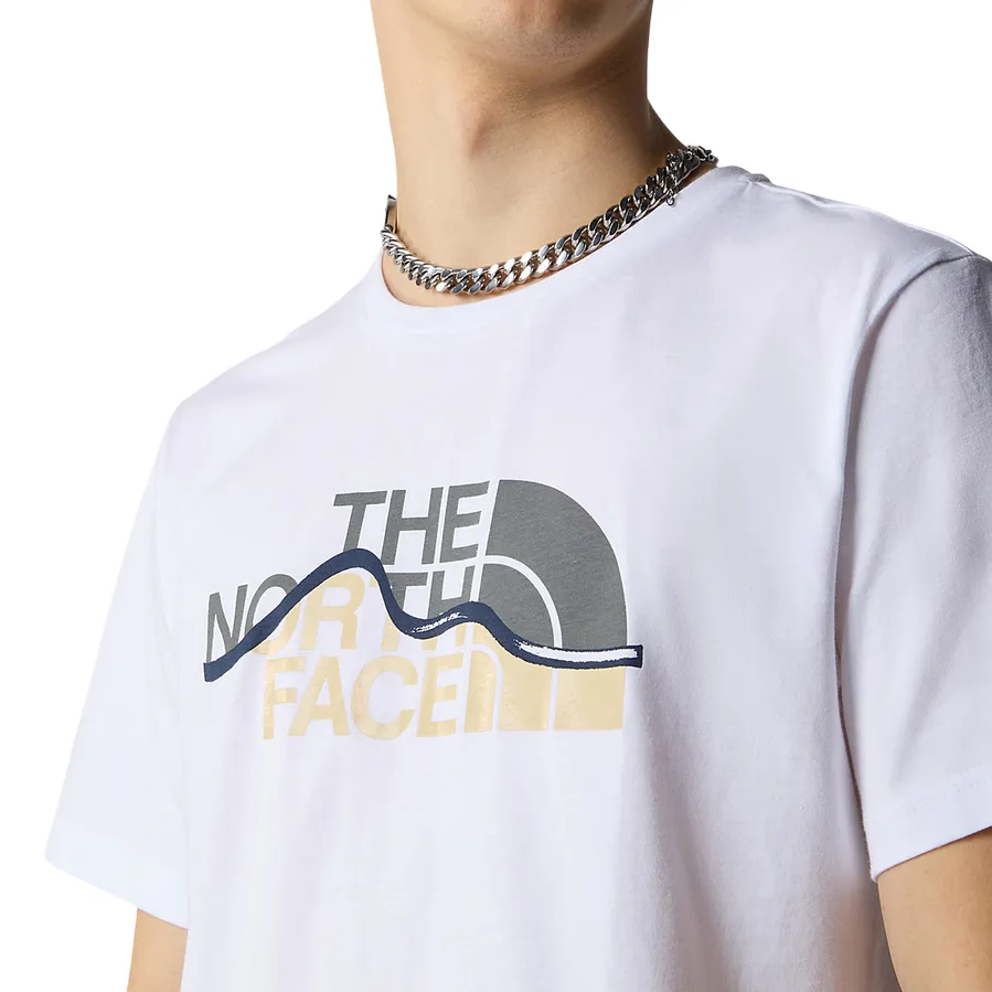 Laser Cut Edges The North Face maglietta manica corta da uomo Mountain Line NF0A87NTFN41 bianco
