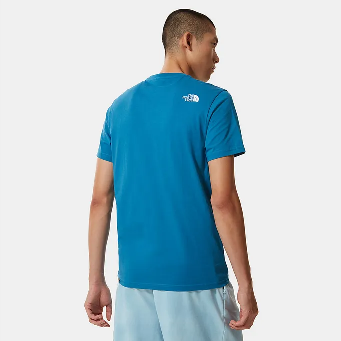 The North Face maglietta manica corta da uomo Simple Dome NF0A2TX5M191 celeste V neck Reinforced Neckline