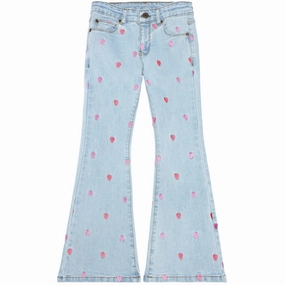 The New Light Blue Denim Laflared Embroidery Jeans Travel Essential