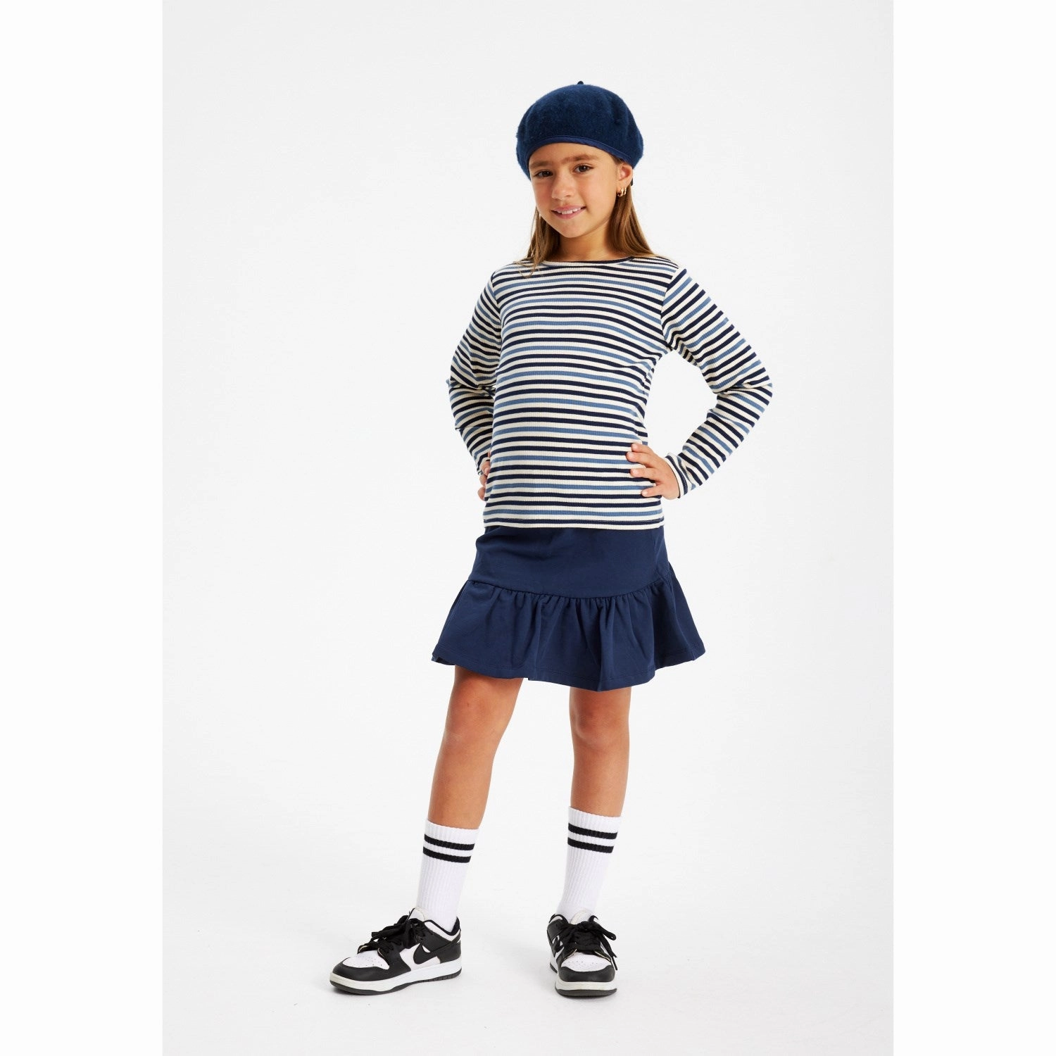 The New Navy Blazer Lena Rib Blouse Microfiber Material