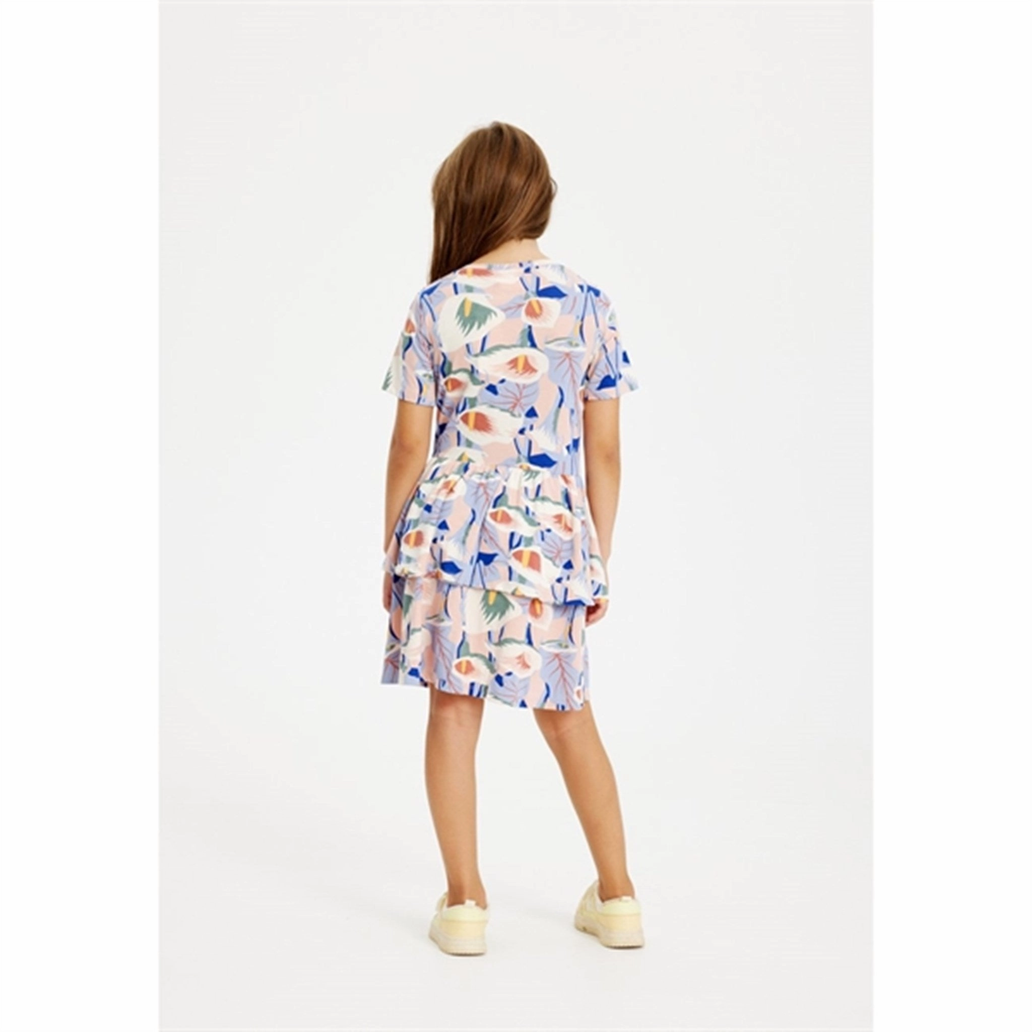 Flattering Wearable Boxy-Style THE NEW Peach Beige Flower AOP Gwyneth Dress
