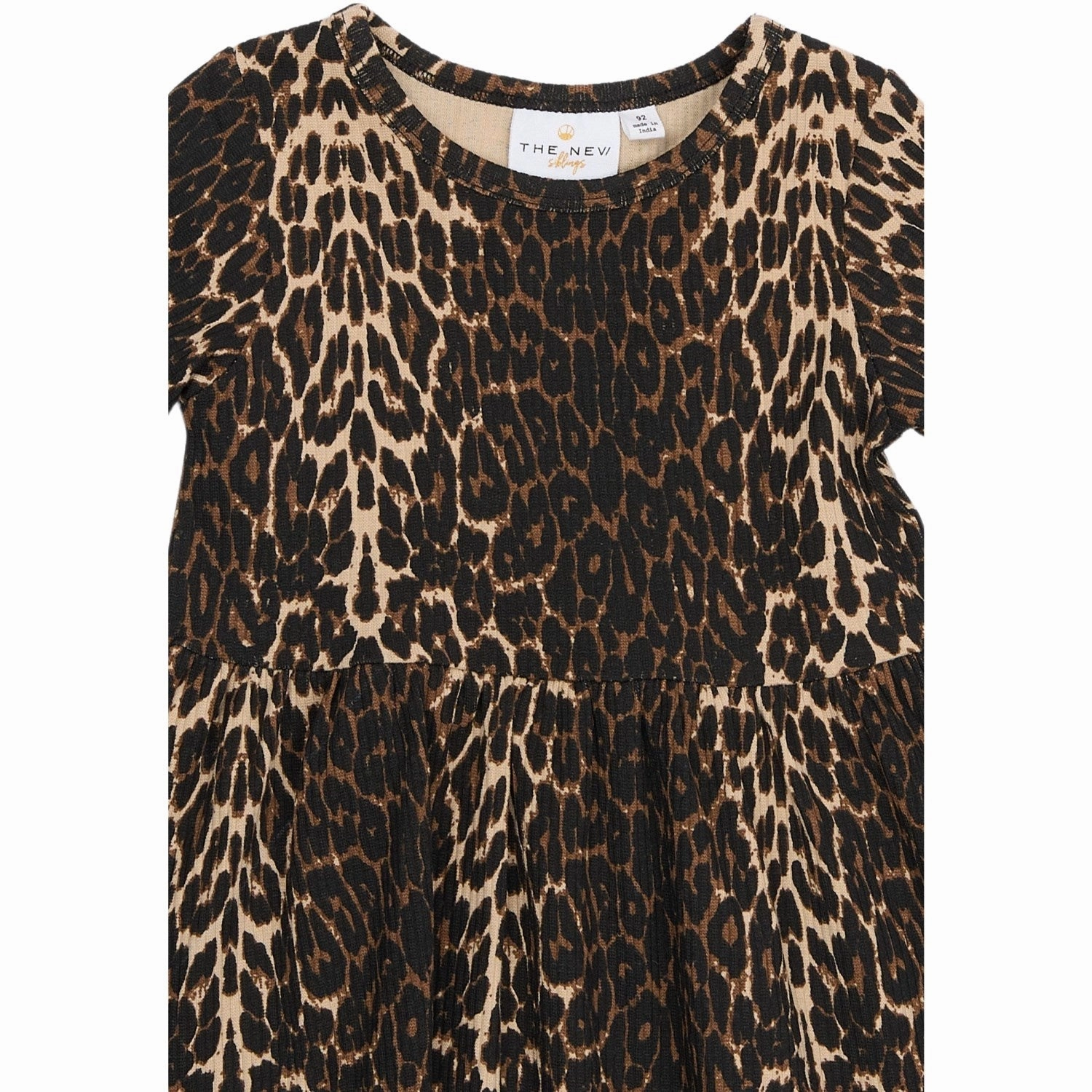 THE NEW Siblings Oxford Tan AOP Ellie Rib Dress Versatile party outfit Leg-Lengthening