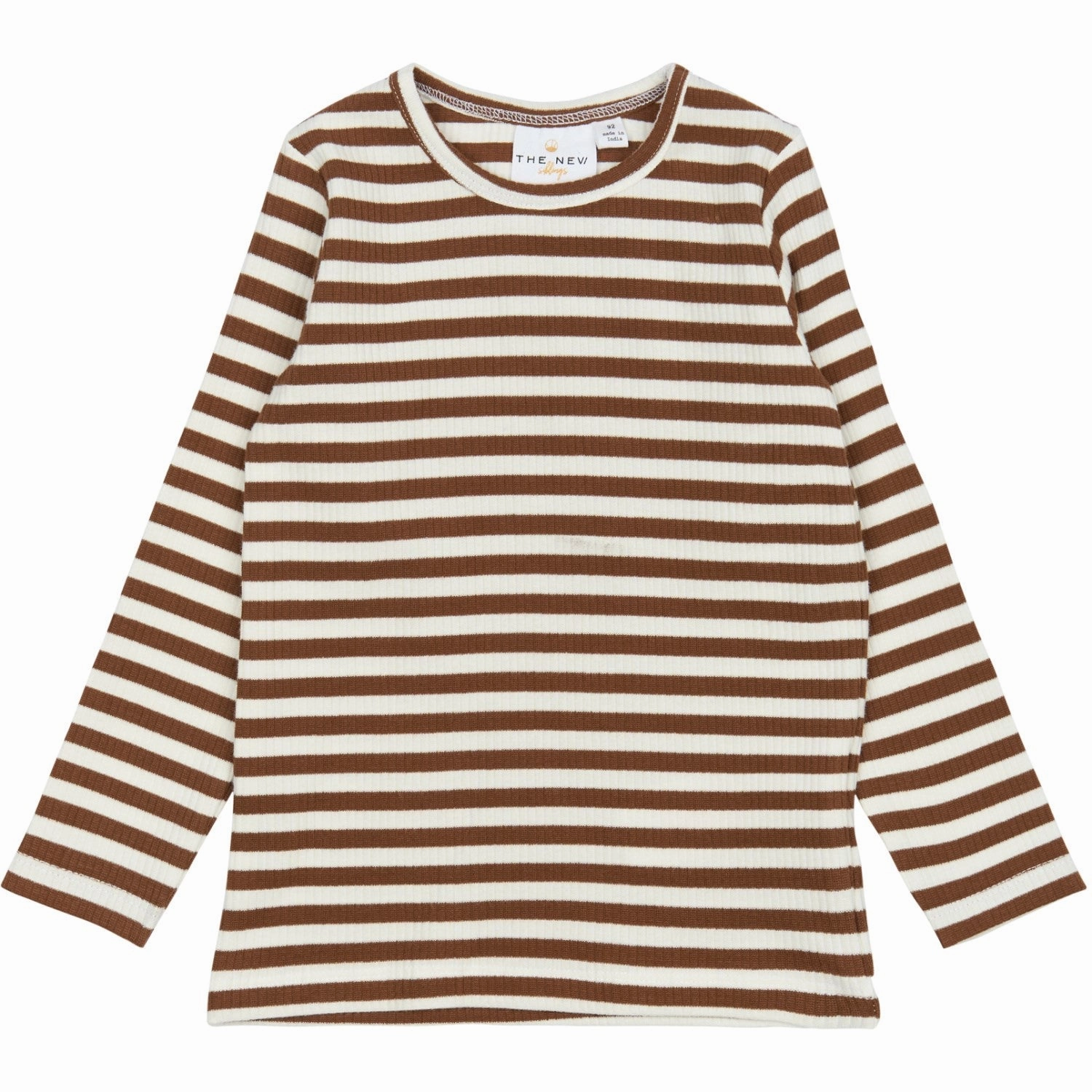 Seamless Shoulder Abrasion Resistant Edging THE NEW Siblings Toffee Striped Fro L_S Rib Tee