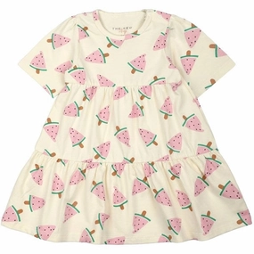 Balanced Mood Back Detail THE NEW Siblings White Swan Watermelon AOP Kaya Dress