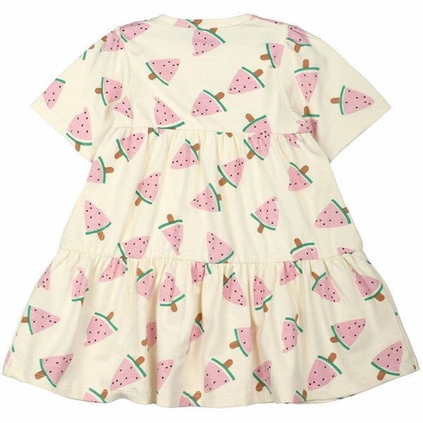 Outdoor Scene THE NEW Siblings White Swan Watermelon AOP Kaya Dress