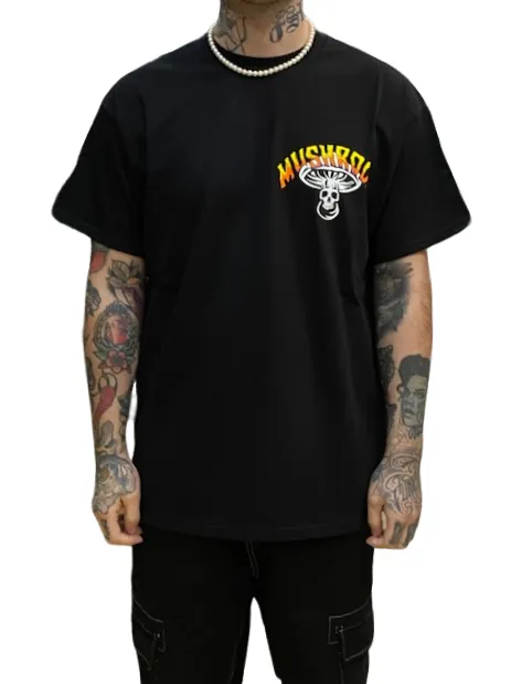Street Ready Mushroom T-shirt da uomo manica corta in cotone 12024-01 nero
