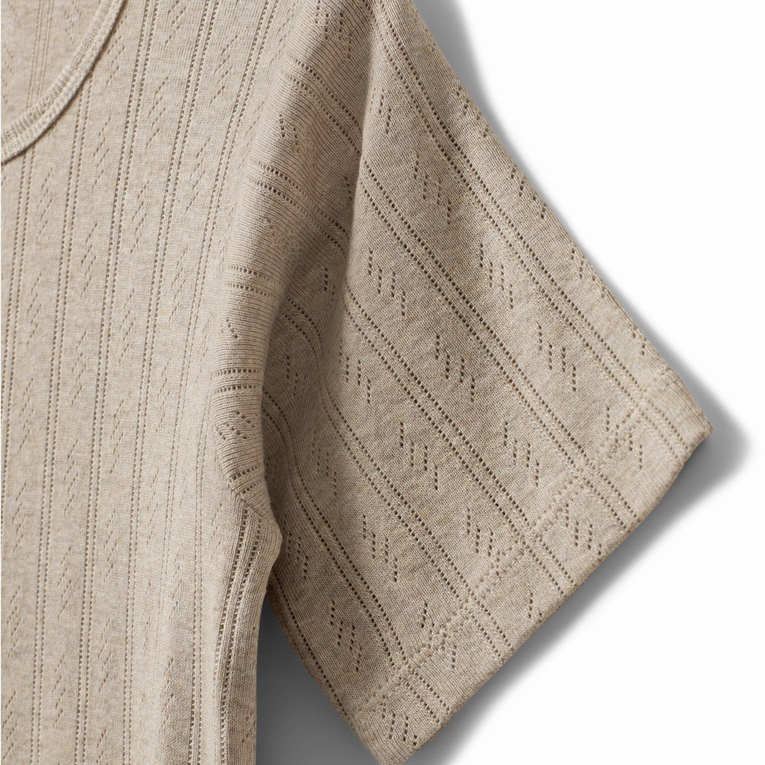 Sofie Schnoor Beige Pipersy Pointelle T-Shirt Timeless Comfort Wear