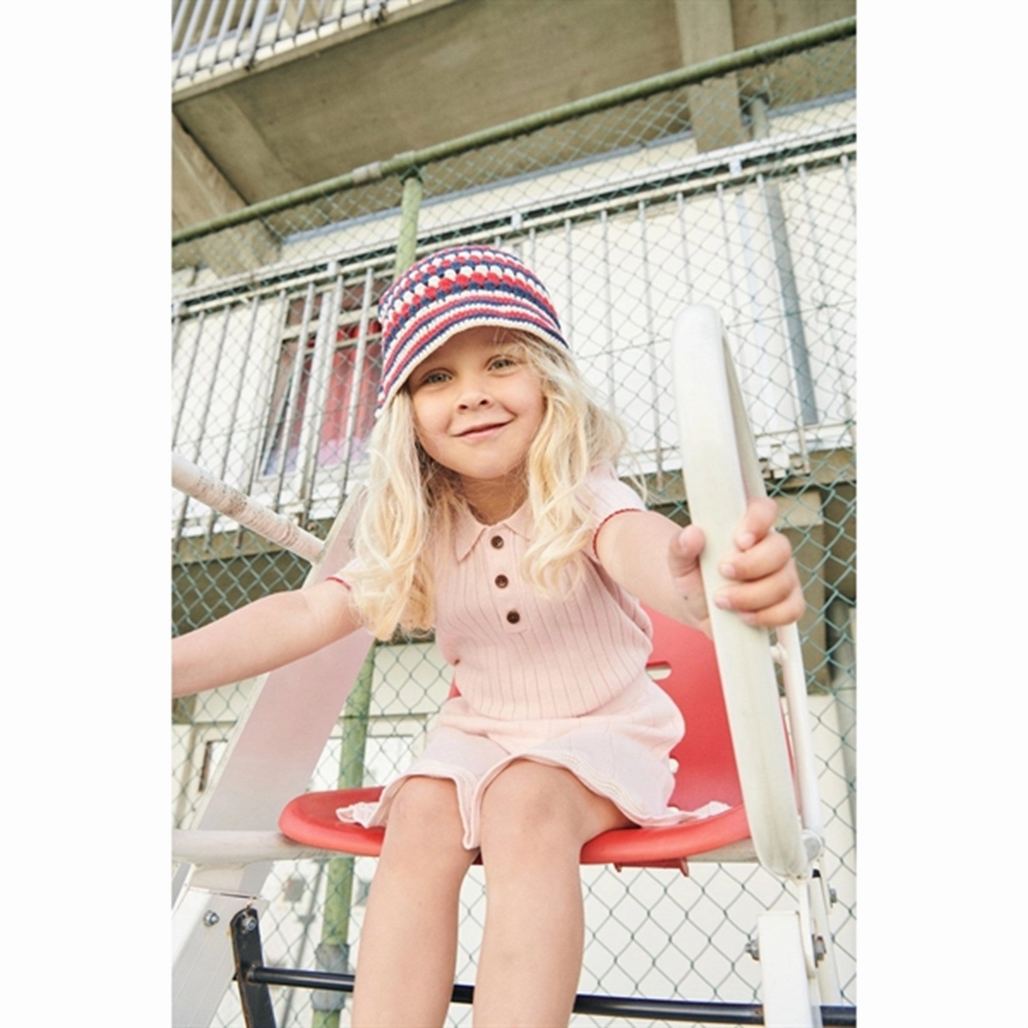 Copenhagen Colors Dusty Rose/Red Comb. Rib Knit Polo Mesh Lined Back Lightweight Feel