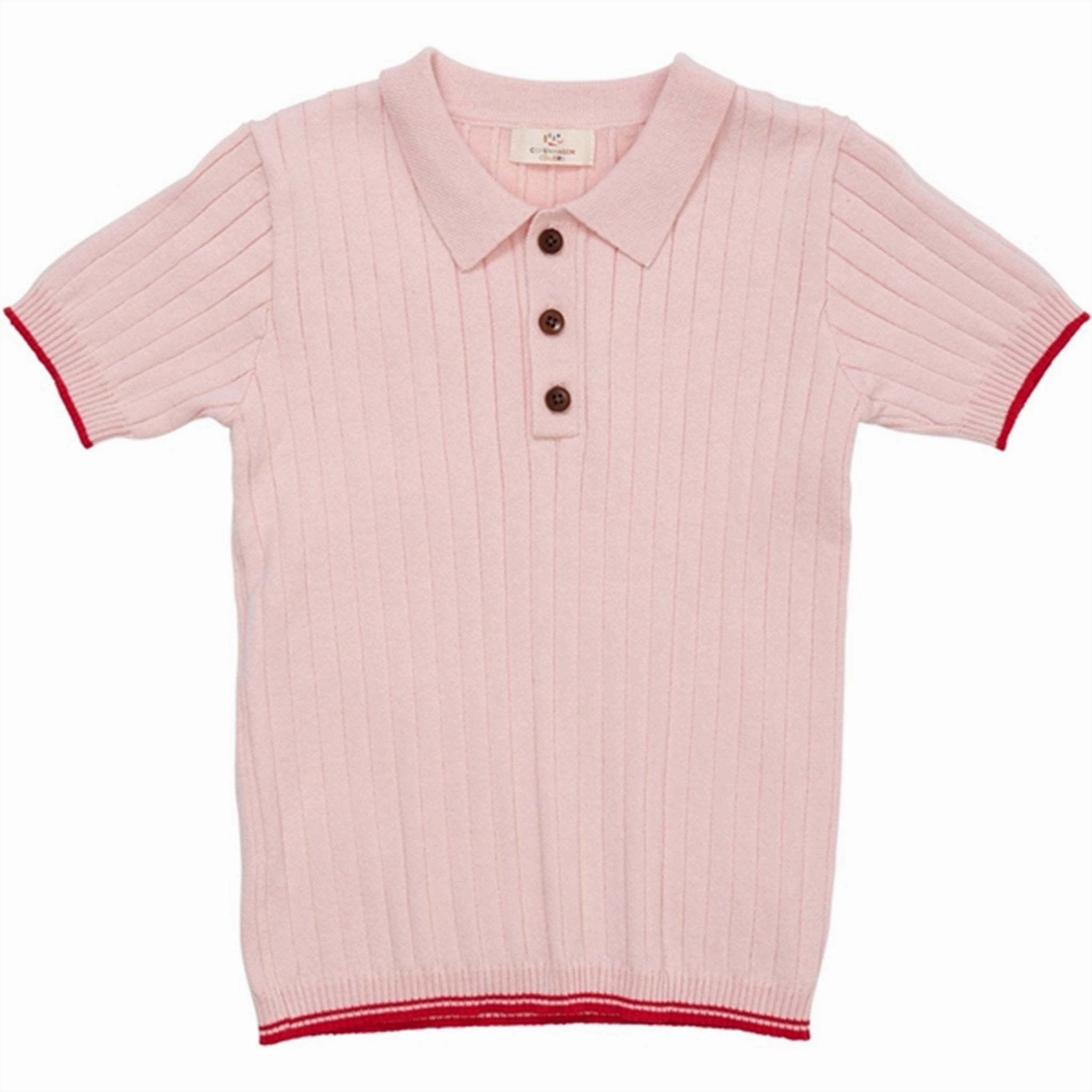 Minimalist Style Copenhagen Colors Dusty Rose/Red Comb. Rib Knit Polo