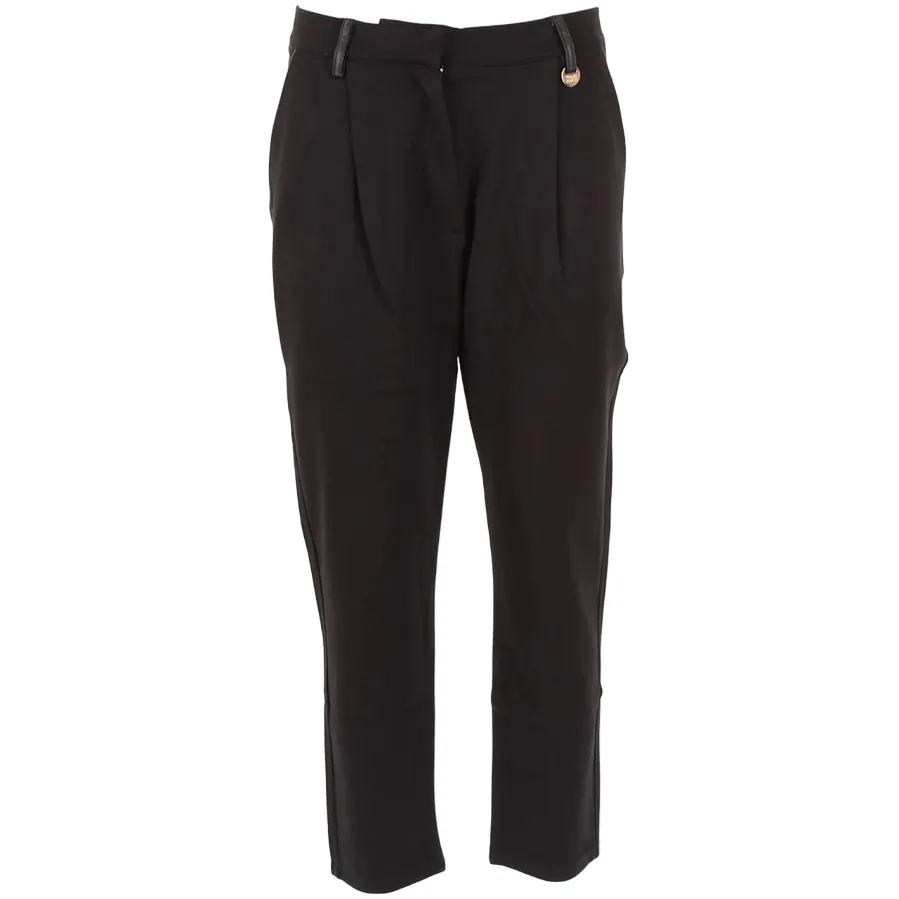 Yes Zee Pantalone Donna in punto Milano P388/CE00 0801 black High Rise Lightweight Weave