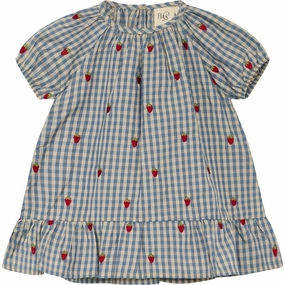 Fl?ss Polly Dress Berry/Blue Gingham Formal Aura Silky texture