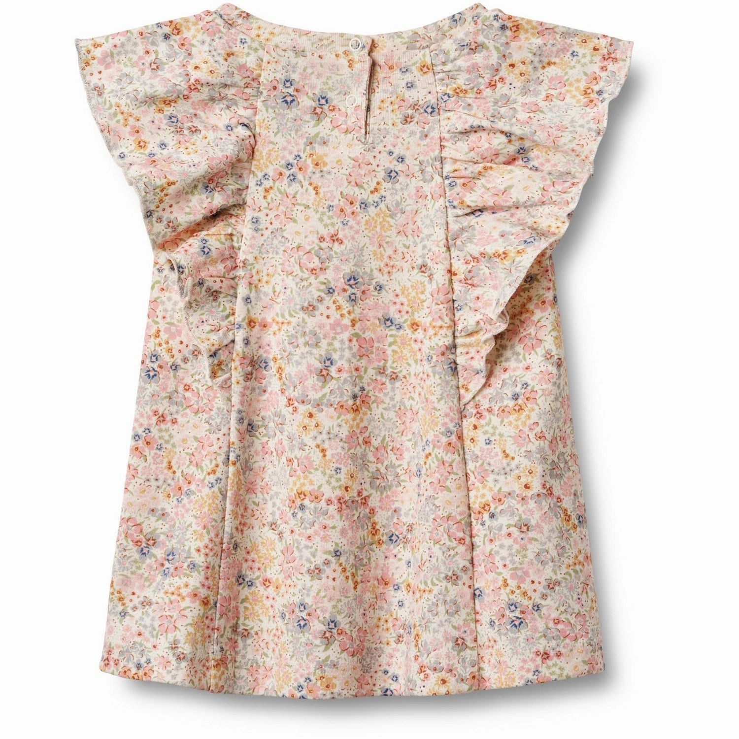 Sophisticated Comfort Wheat Bright Flowers Jersey Dress Ruffle Shirley