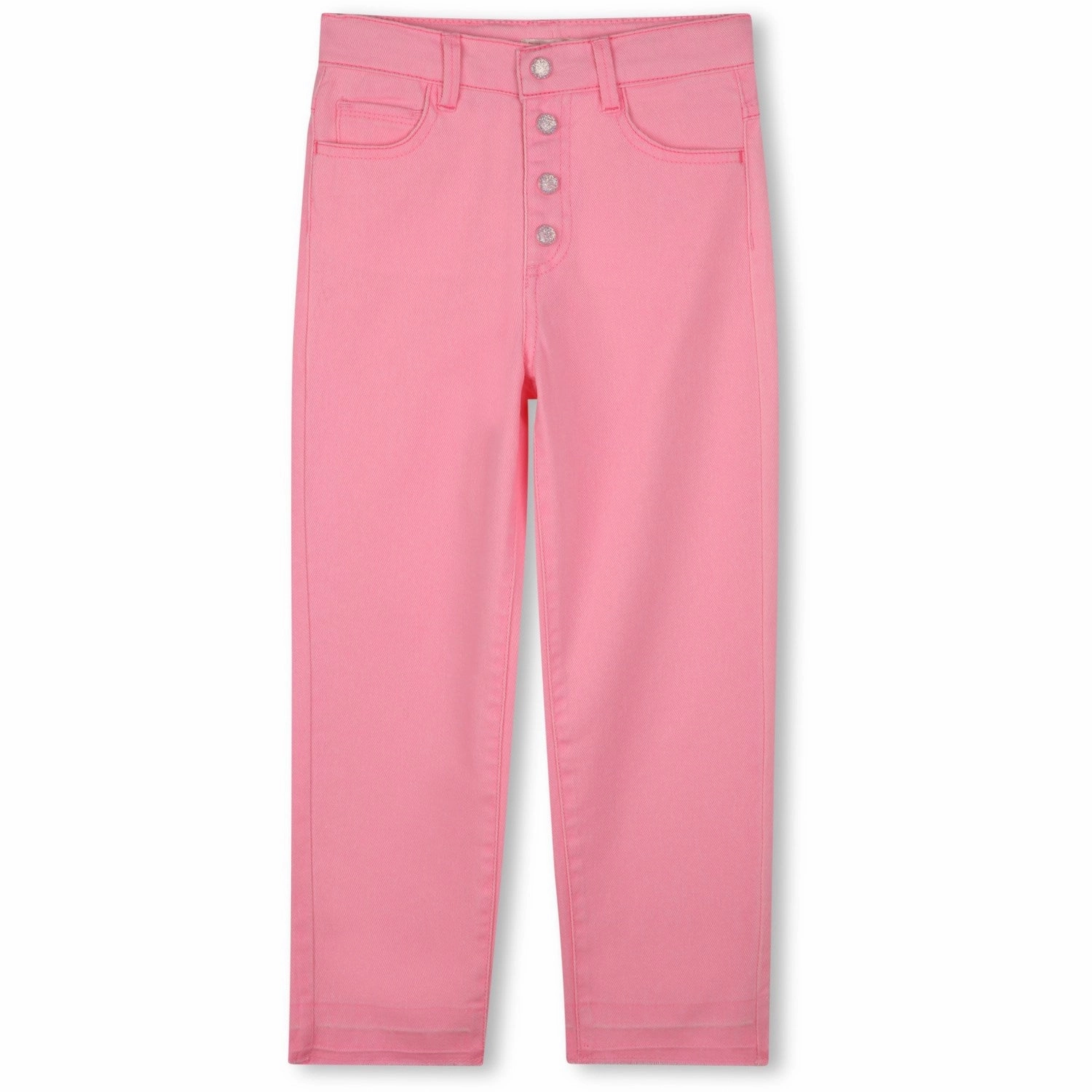 Carlieblush Pink Denim Trousers Distressed Details Flexible Design