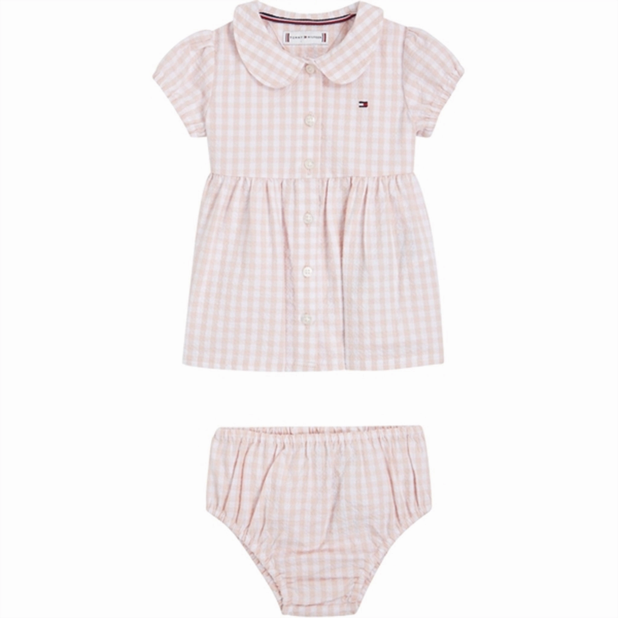Tommy Hilfiger Baby Gingham Dress White / Pink Check Comfy Style Bride Side