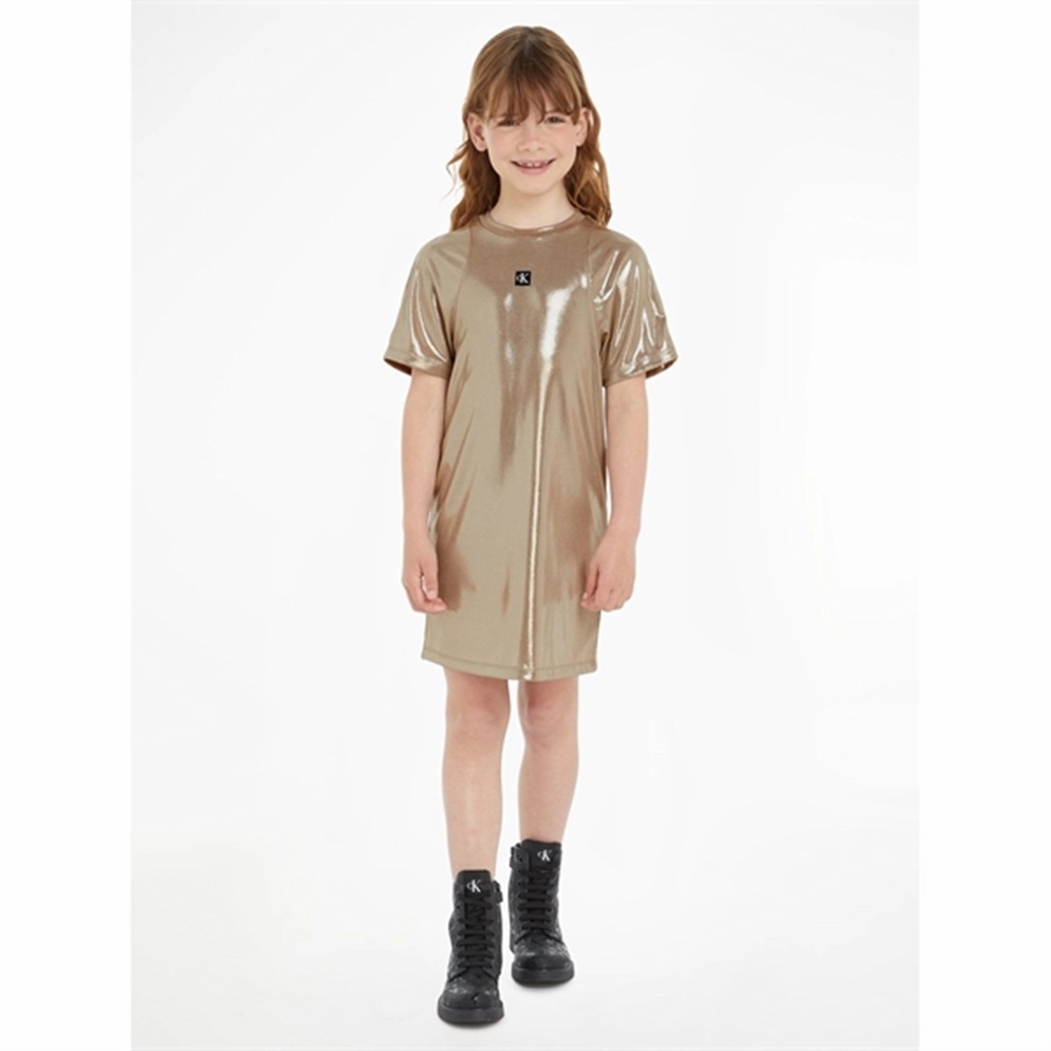 Calvin Klein Metallic Coated Dress Frosted Almond Calm Tone