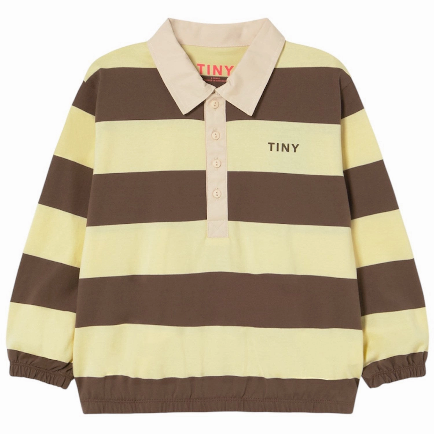 Summer Casual NoChafe Collar Lining TinyCottons Dusty Yellow Stripes Polo Sleeve T-Shirt