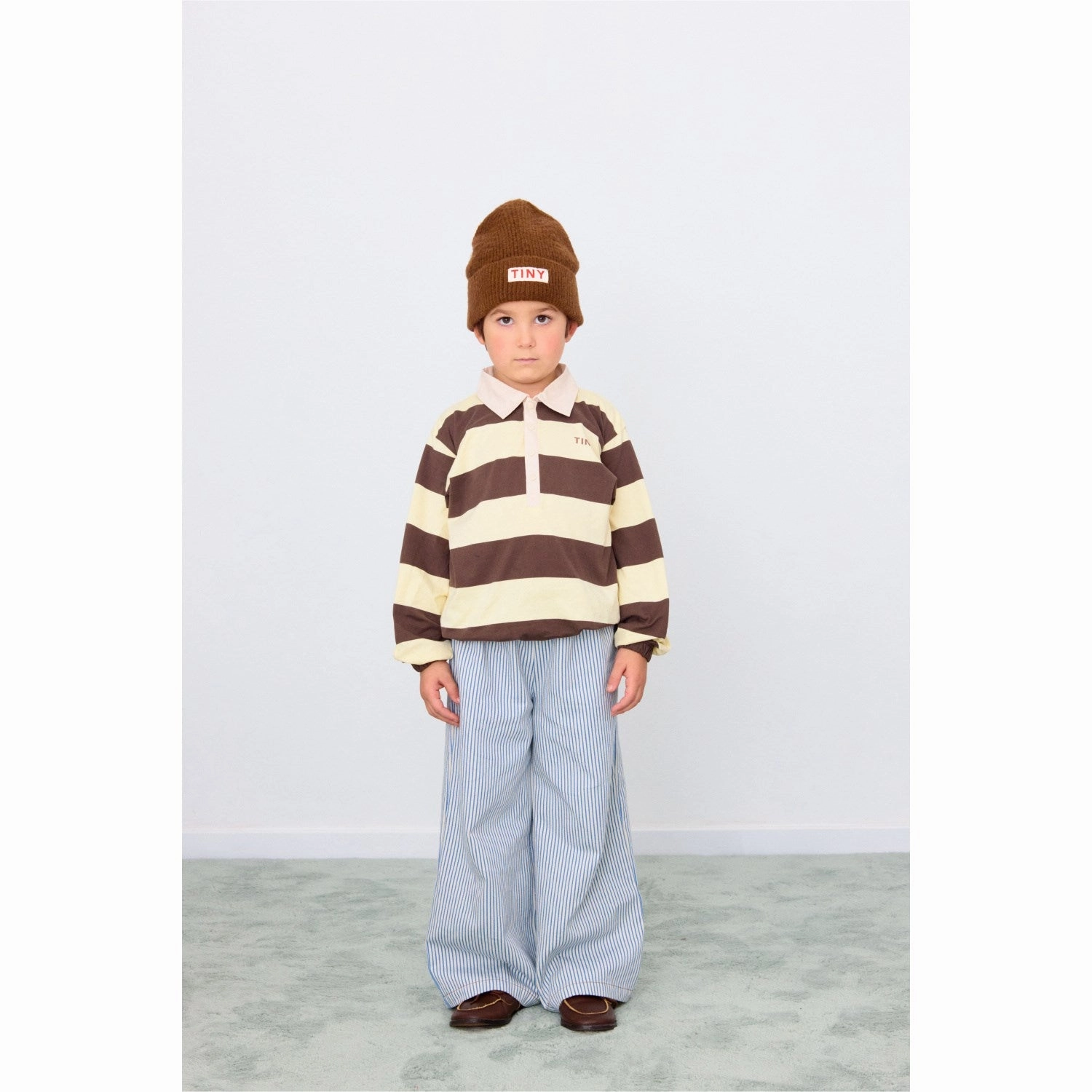 TinyCottons Dusty Yellow Stripes Polo Sleeve T-Shirt Golf Tournament