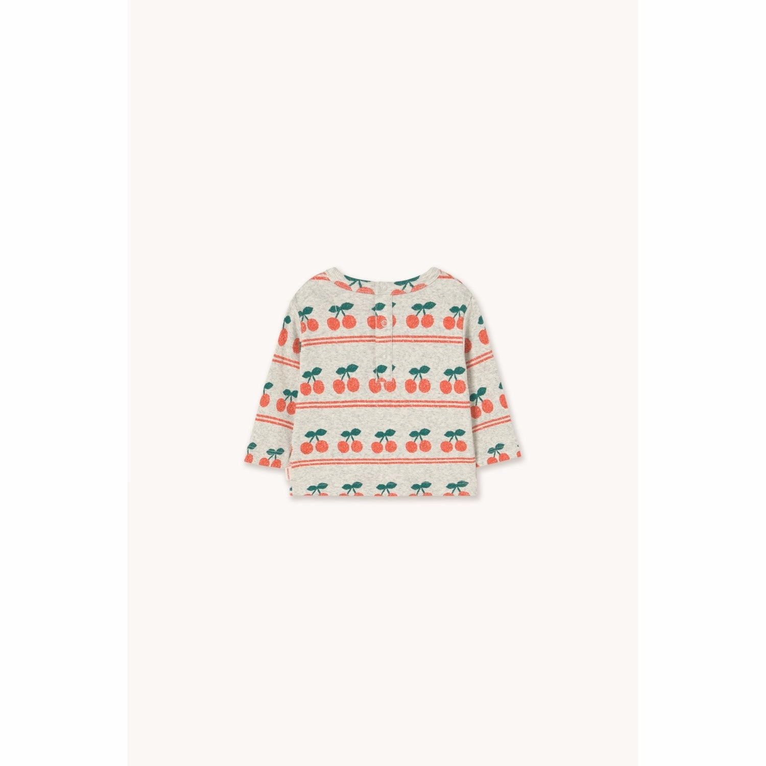 Non Static Finish TinyCottons Light Cream Cherry Pattern Rib Baby T-Shirt