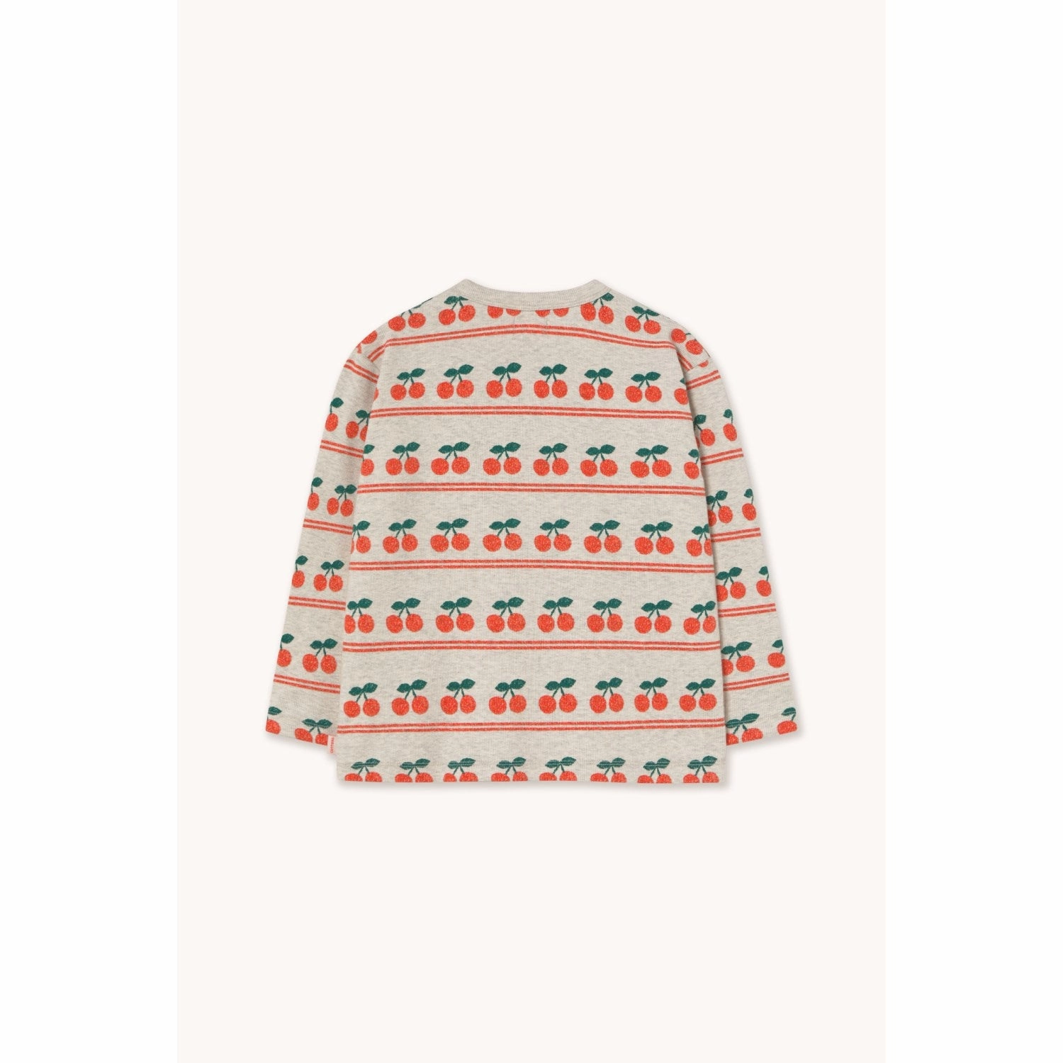 TinyCottons Light Cream Heather Cherry Pattern Rib T-Shirt Odor Control Technology